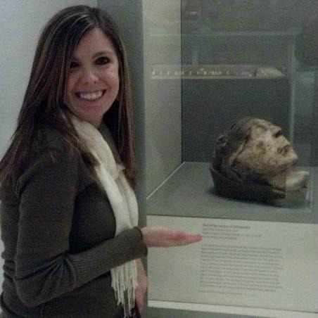 Ashley and a mummified head